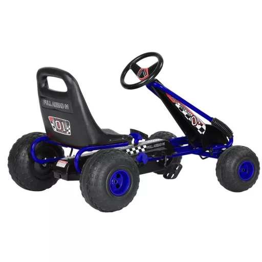 Ergonomski modri pedalni go-kart za otroke od 3 let, nastavljiv sedež, kapaciteta 30 kg