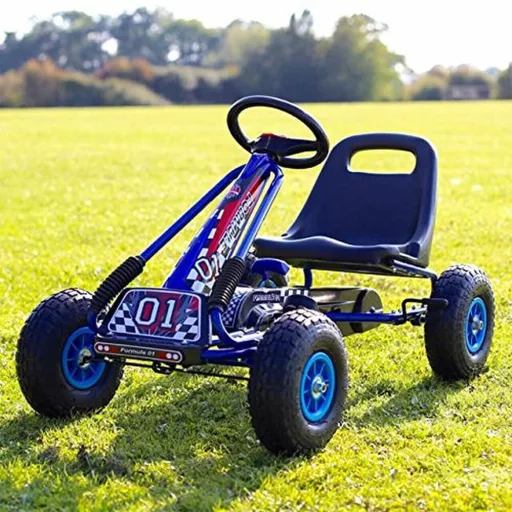 Ergonomski modri pedalni go-kart za otroke od 3 let, nastavljiv sedež, kapaciteta 30 kg