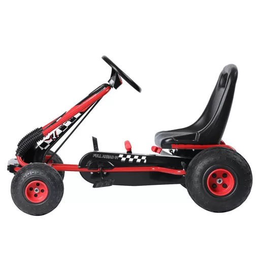 Ergonomski pedalni go-kart za otroke od 3 let, nastavljiv sedež, 30 kg nosilnost, rdeč