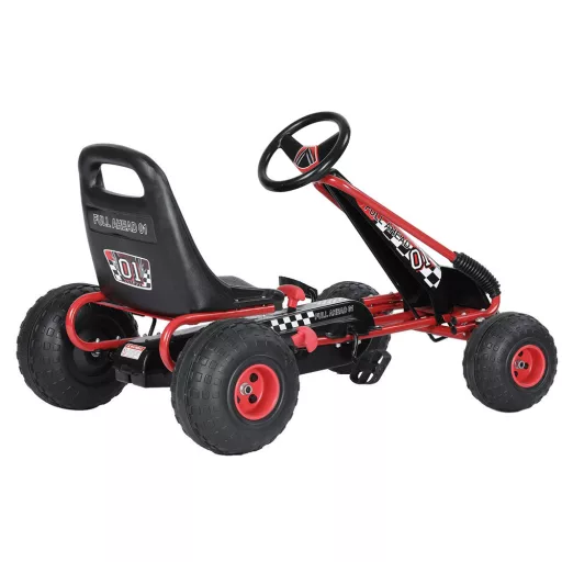 Ergonomski pedalni go-kart za otroke od 3 let, nastavljiv sedež, 30 kg nosilnost, rdeč