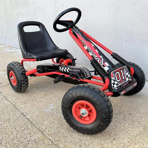 Ergonomski pedalni go-kart za otroke od 3 let, nastavljiv sedež, 30 kg nosilnost, rdeč