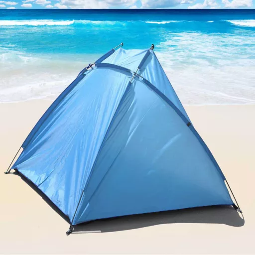 Modra plažna pol šotor 220x110x110 cm s shranjevalnimi žepi, enostavna postavitev