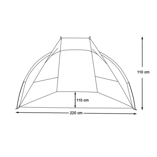Modra plažna pol šotor 220x110x110 cm s shranjevalnimi žepi, enostavna postavitev