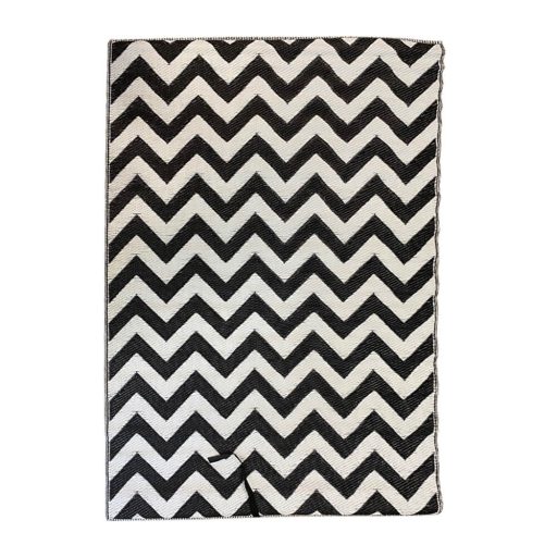 Zunanja obrnljiva preproga, 120x180 cm, vremensko odporna črna in bela