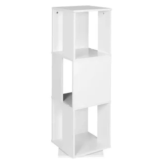   Rotirajoča knjižna polica, 34x34x108 cm, bela MDF, oblikovanje za varčevanje s prostorom