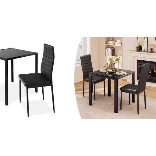 Jedilni set za 2 osebi s stekleno mizo - Modern dizajn in ergonomske stole