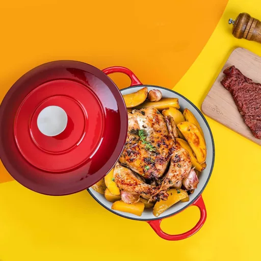 Enameled Cast Iron Dutch Oven with Lid, 4L, Oven Safe
