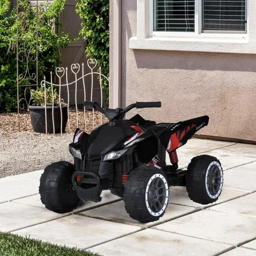 12V Električni Otroški Quad, Črn - Varna Zunanja Zabava za Starosti 3+, Hitrost 2-4 km/h, Kapaciteta 30 kg