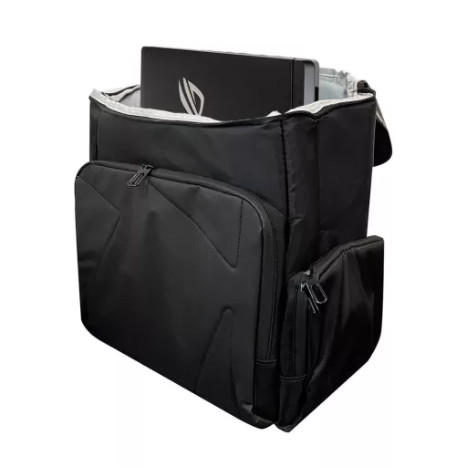 Prostoren črn nahrbtnik 43x25x42 cm - oblazinjen, vodoodporen, idealen za prenos prenosnikov in konzol