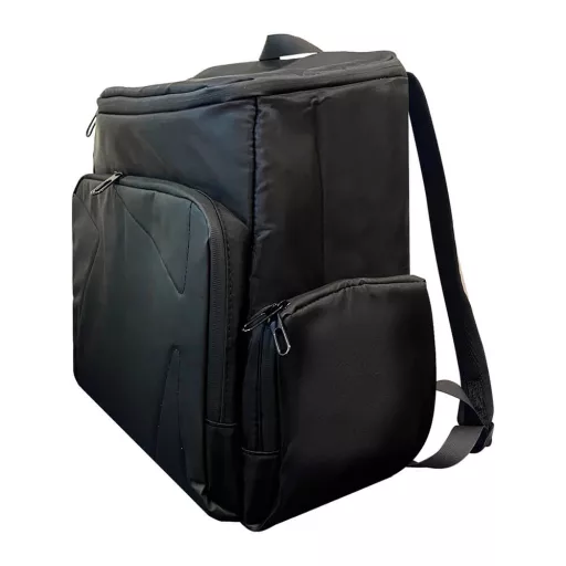 Prostoren črn nahrbtnik 43x25x42 cm - oblazinjen, vodoodporen, idealen za prenos prenosnikov in konzol