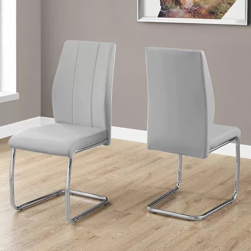 Jana jedilna stolčka, 2 kosa - sodoben ergonomski dizajn, enostavno čiščenje, trpežen material, siva