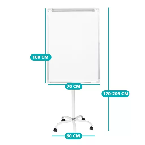 Mobilna magnetna tabla za flipchart - 70x100 cm, nastavljiva višina, enostavna za premikanje