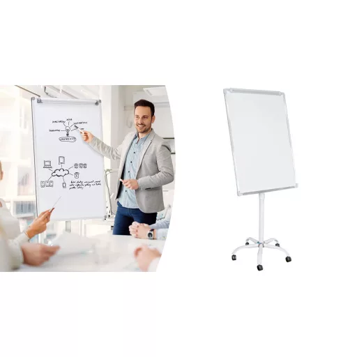 Mobilna magnetska steklena tabla za flipchart 120x90 cm z nastavljivo višino