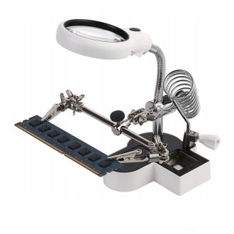   LED povečevalna tretja roka za spajkanje z nastavljivimi sponkami in USB lučko