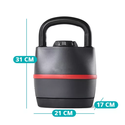 Prilagodljiva kettlebell s težo 3,5-18 kg z ergonomsko ročico