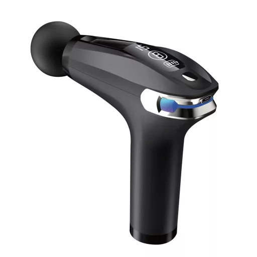 LED zaslon masažna pištola s 4 zamenljivimi glavami, ergonomska zasnova, USB-C polnjenje