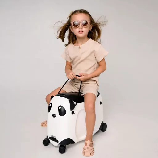 Otroška kovček s sedežno funkcijo v panda vzorcu