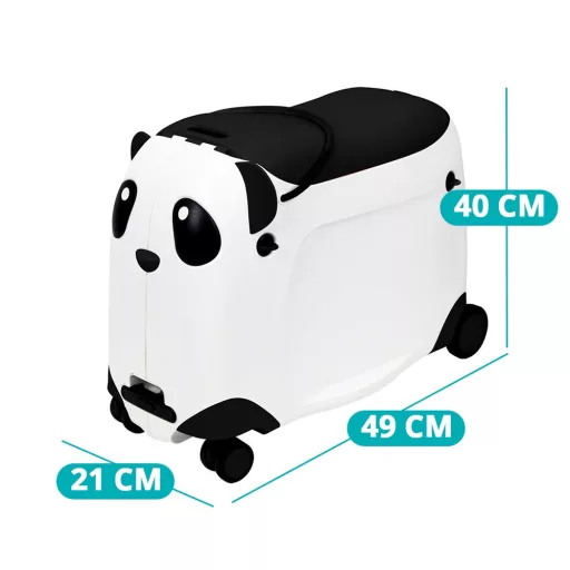 Otroška kovček s sedežno funkcijo v panda vzorcu