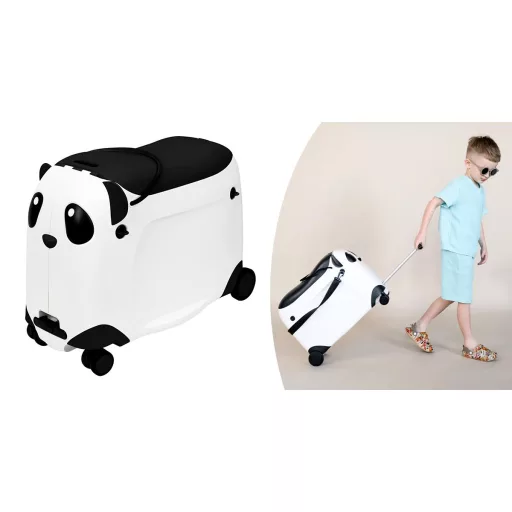 Otroška kovček s sedežno funkcijo v panda vzorcu
