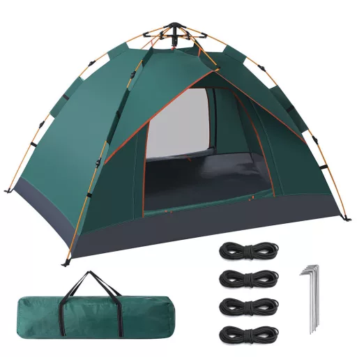 3-osebna avtomatska kamping šotor, vodoodporen 190T poliester, hiter postopek postavitve, 2x2m