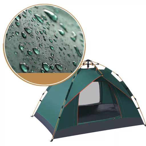 3-osebna avtomatska kamping šotor, vodoodporen 190T poliester, hiter postopek postavitve, 2x2m