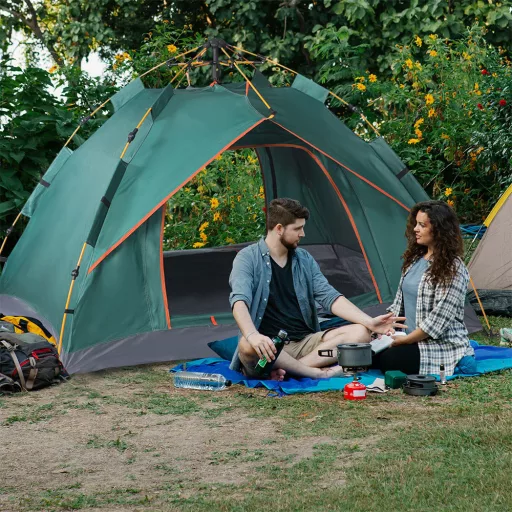 3-osebna avtomatska kamping šotor, vodoodporen 190T poliester, hiter postopek postavitve, 2x2m