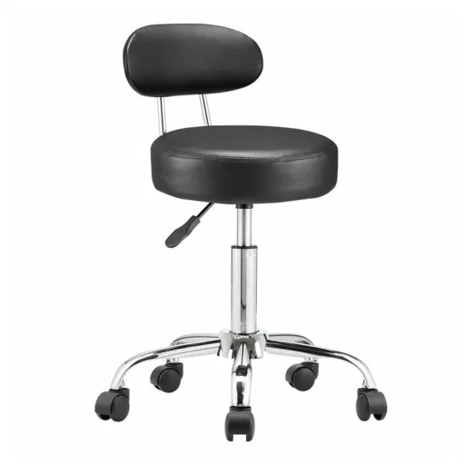 Ergonomska črna kozmetična stolica z nastavljivo višino in naslonjalom