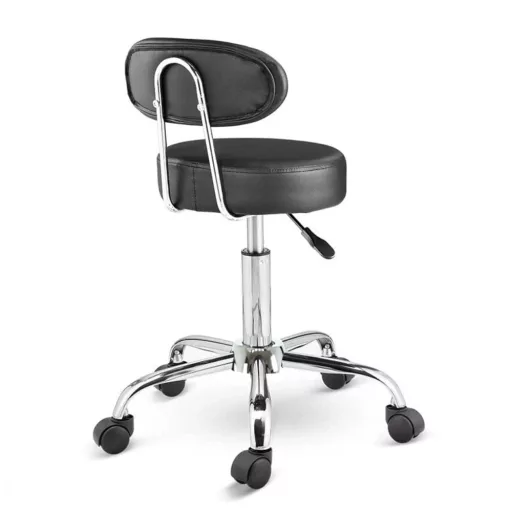 Ergonomska črna kozmetična stolica z nastavljivo višino in naslonjalom