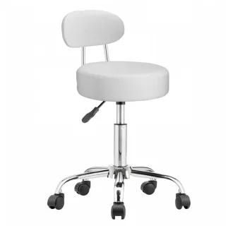   Ergonomski beli kozmetični stol s prilagodljivo višino in naslonjalom