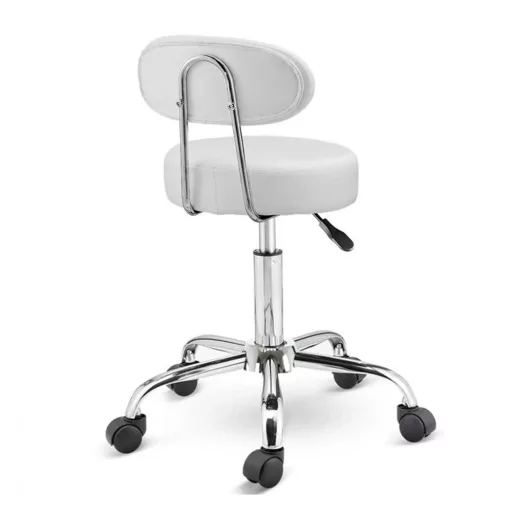 Ergonomski beli kozmetični stol s prilagodljivo višino in naslonjalom