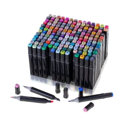 Set markerjev z dvojno konico z nosilno torbo - 168 živih barv, širina konice 1-5 mm