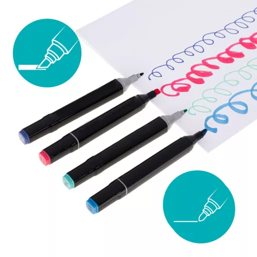 Set markerjev z dvojno konico z nosilno torbo - 168 živih barv, širina konice 1-5 mm