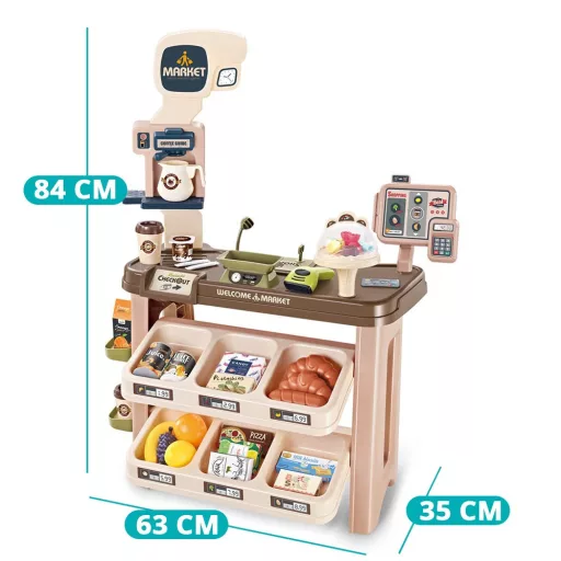 64-delni otroški supermarket set z realističnimi dodatki