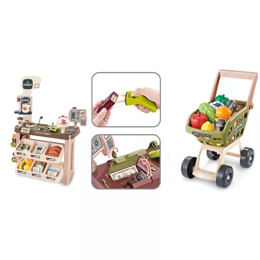 64-delni otroški supermarket set z realističnimi dodatki