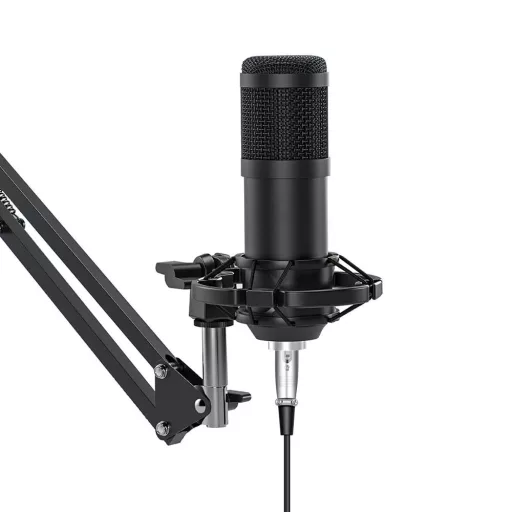 USB kondenzatorski mikrofon s pop filtrom in nastavljivim ročajem za podcasting in prenašanje