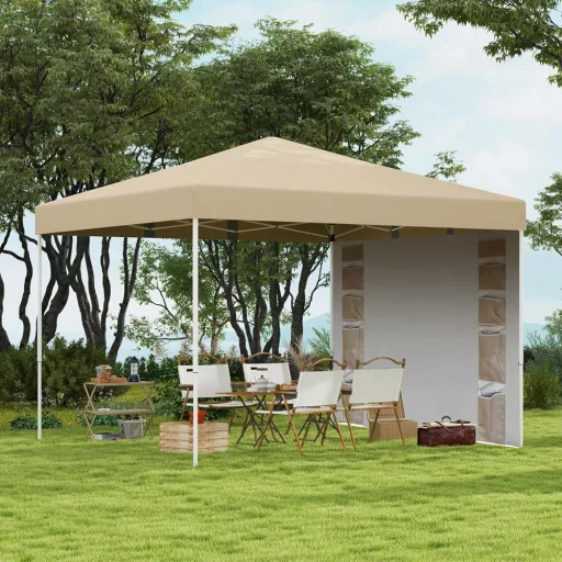 Paviljon s hrbtno steno in žepi 3x3x2.8 m, bež