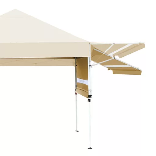 Vodoodporen bež paviljon z nastavljivim senčnikom in polovično steno - 300x300 cm