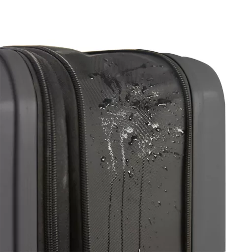 Zložljiv temno sivi kovček, kapaciteta 36L, material PC+ABS, aluminijast ročaj, kolesa premera 5 cm