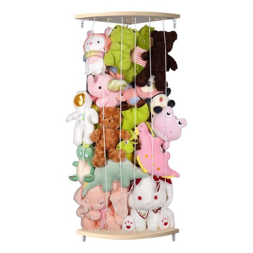 Nosilec plišastih igrač na vogalu, pritrjen na steno - prostorsko varčna shramba za otroško sobo
