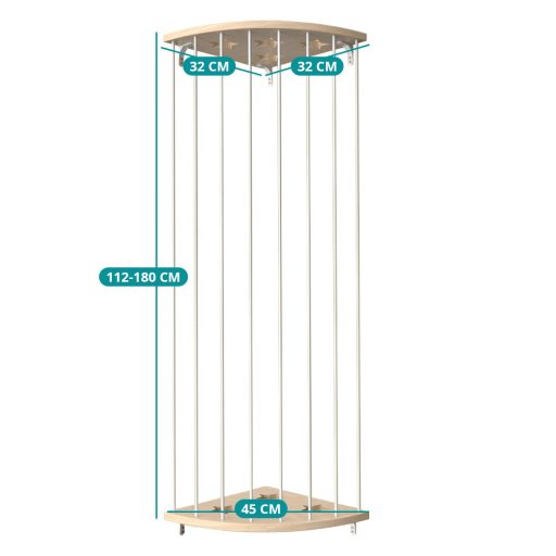 Nosilec plišastih igrač na vogalu, pritrjen na steno - prostorsko varčna shramba za otroško sobo