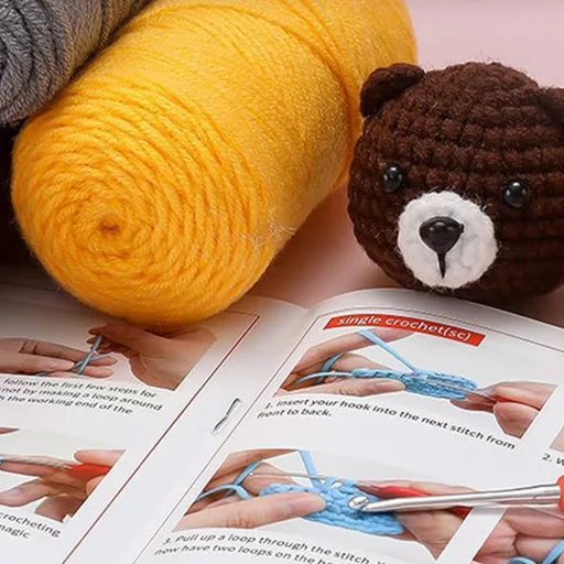 4-delni komplet za kvačkanje živali za začetnike – popoln DIY set z volno in orodjem