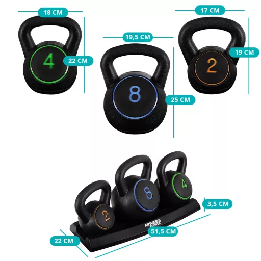 Set kettlebellov, 2-4-8 kg