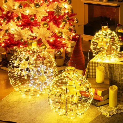 732LED Božična Svetilka v Obliki Globusa, Set 3
