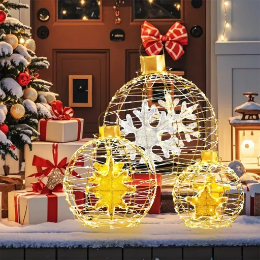 732LED Božična Svetilka v Obliki Globusa, Set 3