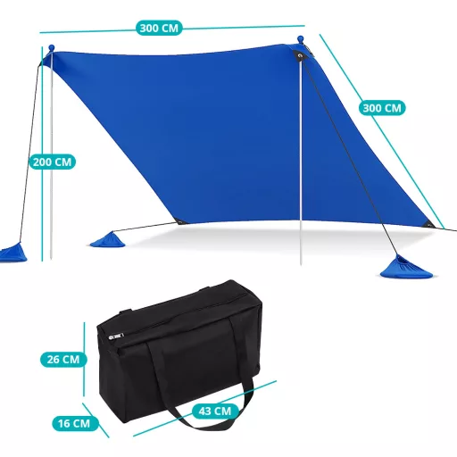 Prenosna zaščita pred soncem s 4 peščenimi vrečami 3x3x2 m UV50+