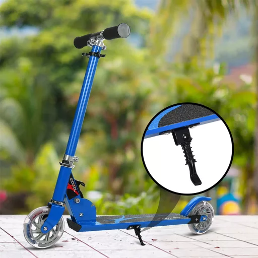 Zložljiv aluminijast skiro z LED kolesi moder