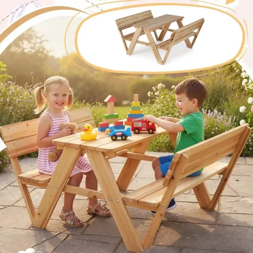 Otroška piknik miza, naravna