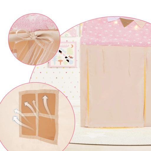 Otroška igralna hiška z lučkami, rožnata