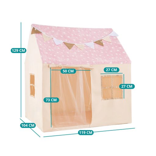 Otroška igralna hiška z lučkami, rožnata