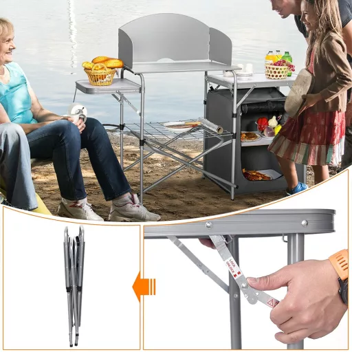 Zložljiva kamping miza s shranjevalnikom